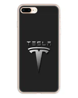 Чохол для iPhone 8 Plus з картинкою «Сталевий логотип Tesla»
