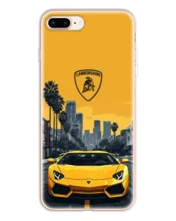 Чохол для iPhone 8 Plus з картинкою «Жовтий Lamborghini місто»