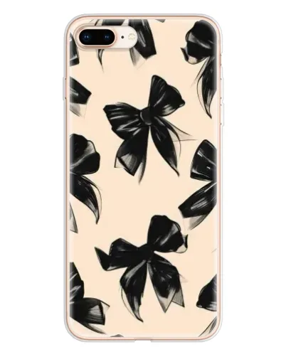 Чехол для iPhone 8 Plus с картинкой «Паттерн черные банты»