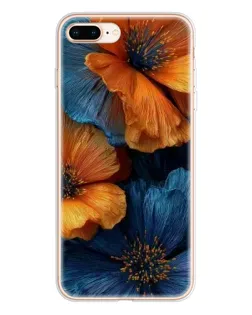 Чохол для iPhone 8 Plus з картинкою «Яскрава синьо-помаранчева флора»