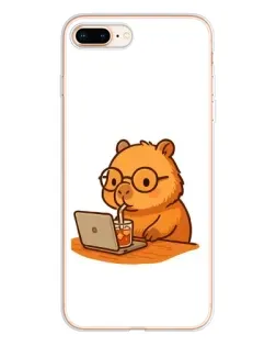 Чохол для iPhone 8 Plus з картинкою «Капібара з ноутбуком»