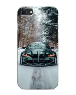 Чохол для iPhone SE (2020) з картинкою «BMW у зимовому лісі»