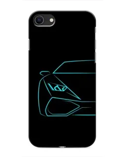 Чохол для iPhone SE (2020) з картинкою «Блакитний силует Lamborghini»