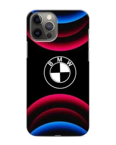 Чехол для iPhone 11 Pro Max с картинкой «Логотип BMW и неоновые дуги»