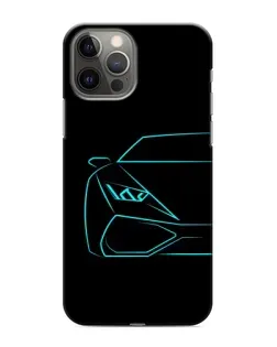 Чехол для iPhone 11 Pro Max с картинкой «Голубой силуэт Lamborghini»