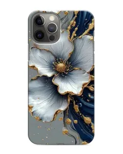 Чохол для iPhone 11 Pro Max з картинкою «Біла квітка та золотий флюїд»