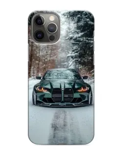 Чехол для iPhone 11 Pro с картинкой «BMW в зимнем лесу»