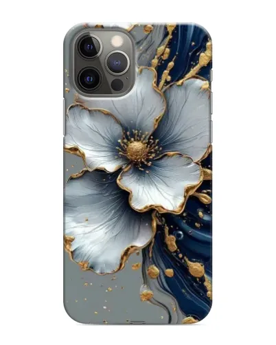 Чохол для iPhone 11 Pro з картинкою «Біла квітка та золотий флюїд»