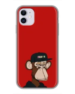 Чохол для iPhone 11 з картинкою «Bored Ape — червоний фон»