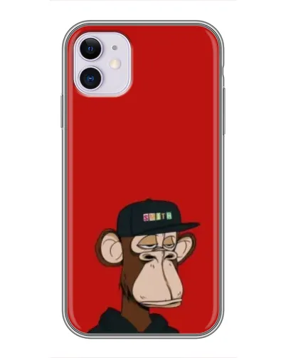 Чохол для iPhone 11 з картинкою «Bored Ape — червоний фон»