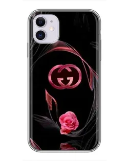 Чохол для iPhone 11 з картинкою «Gucci — неонова троянда»