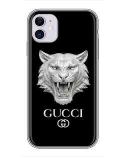 Чохол для iPhone 11 з картинкою «Gucci — срібний лев»