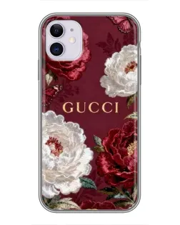 Чохол для iPhone 11 з картинкою «Gucci — бордові троянди»
