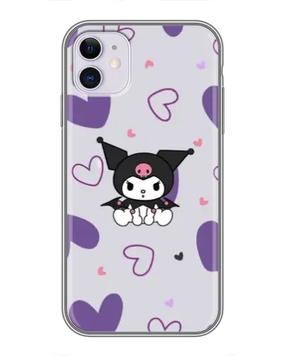 Чохол для iPhone 11 з картинкою «Kuromi та лавандові серця»