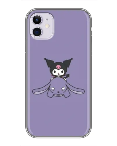 Чохол для iPhone 11 з картинкою «Kuromi на ліловому фоні»