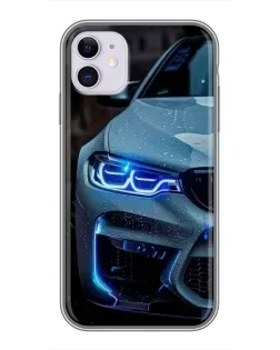 Чохол для iPhone 11 з картинкою «Погляд BMW з синіми фарами»