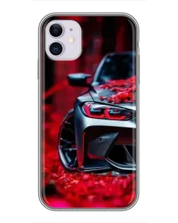 Чохол для iPhone 11 з картинкою «Спортивна BMW та квіти»