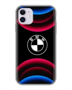 Чохол для iPhone 11 з картинкою «Логотип BMW та неонові дуги»
