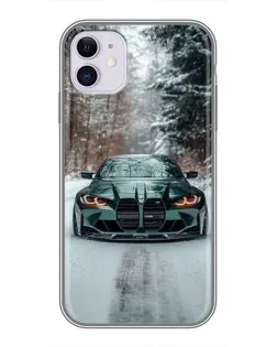 Чохол для iPhone 11 з картинкою «BMW у зимовому лісі»