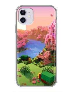Чохол для iPhone 11 з картинкою «Рожеве дерево Minecraft»