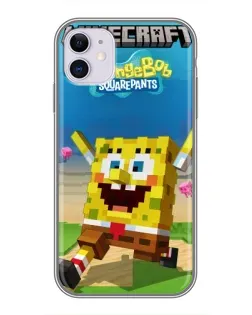 Чехол для iPhone 11 с картинкой «Губка Боб Minecraft»