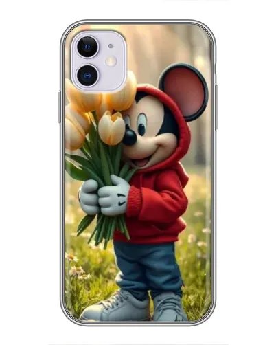 Чохол для iPhone 11 з картинкою «Міккі з тюльпанами»