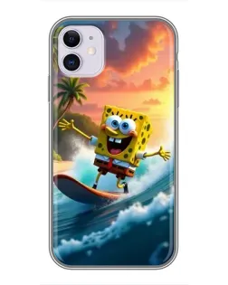Чохол для iPhone 11 з картинкою «Губка Боб серфінгіст»
