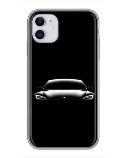 Чехол для iPhone 11 с картинкой «Фары Tesla Night»