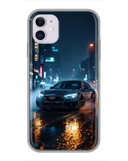 Чохол для iPhone 11 з картинкою «Нічне місто та Audi»