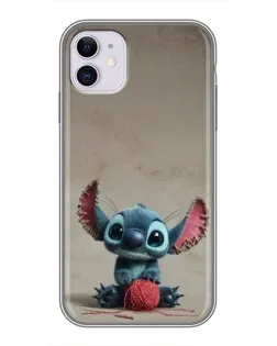 Чехол для iPhone 11 с картинкой «Стич на коричневом фоне»