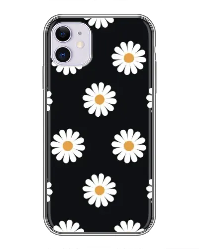 Чехол для iPhone 11 с картинкой «Ромашки на черном»