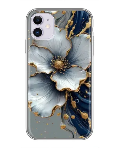 Чохол для iPhone 11 з картинкою «Біла квітка та золотий флюїд» Чохол для iPhone 11 з картинкою «Біла квітка та золотий флюїд»