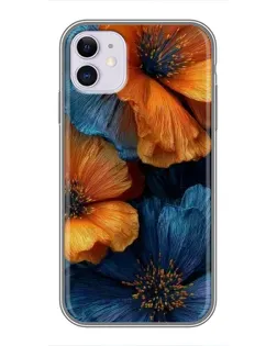 Чохол для iPhone 11 з картинкою «Яскрава синьо-помаранчева флора»