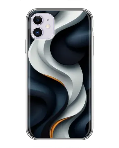 Чехол для iPhone 11 с картинкой «Объемные черно-белые ленты» Чехол для iPhone 11 с картинкой «Объемные черно-белые ленты»