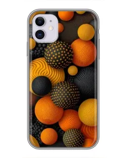 Чехол для iPhone 11 с картинкой «Объемные оранжевые сферы»