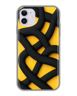 Чехол для iPhone 11 с картинкой «Черное желтое переплетение»