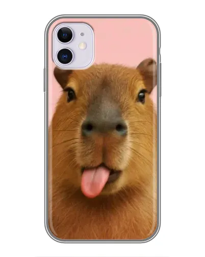 Чохол для iPhone 11 з картинкою «Капібара з язиком»