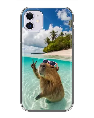 Чохол для iPhone 11 з картинкою «Капібара на морі»