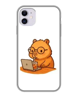 Чохол для iPhone 11 з картинкою «Капібара з ноутбуком»