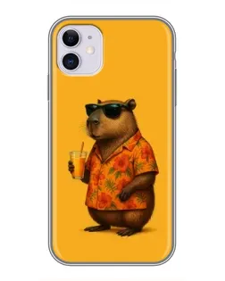 Чохол для iPhone 11 з картинкою «Капібара на відпочинку»