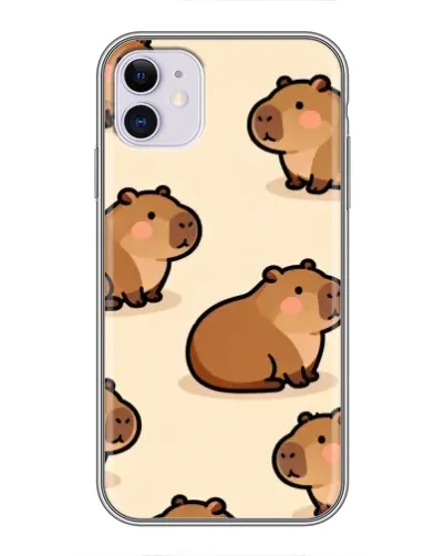 Чохол для iPhone 11 з картинкою «Паттерн милих капібар»