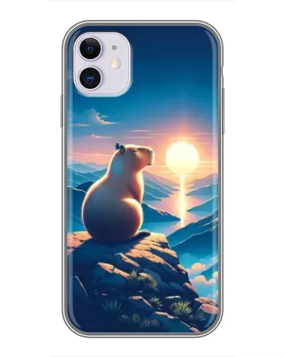 Чохол для iPhone 11 з картинкою «Захід сонця з капібарою»