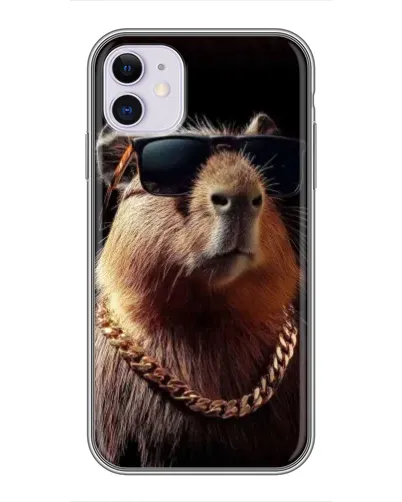 Чохол для iPhone 11 з картинкою «Капібара золотий ланцюг»