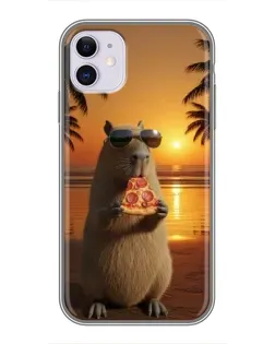 Чохол для iPhone 11 з картинкою «Капібара з піцою»