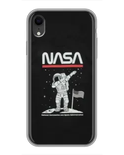 Чохол для iPhone Xr з картинкою «NASA — крокуємо по Місяцю»