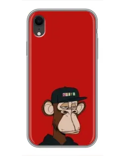 Чохол для iPhone Xr з картинкою «Bored Ape — червоний фон»