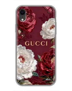 Чехол для iPhone Xr с картинкой «Gucci — бордовые розы»