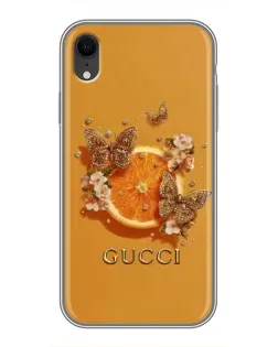Чехол для iPhone Xr с картинкой «Gucci — золотые бабочки»