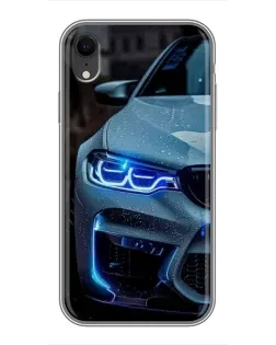 Чохол для iPhone Xr з картинкою «Погляд BMW з синіми фарами»
