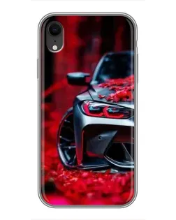 Чохол для iPhone Xr з картинкою «Спортивна BMW та квіти»